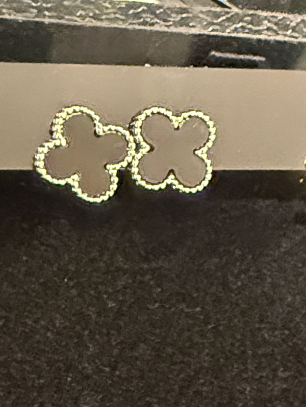 Textured Gold Clover Outline Stud Earrings